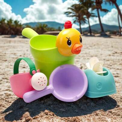 Juguete Para Playa Cubeta Colorida Desarrollo de Habilidades Para Niños 4 Piezas