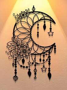 1pc Minimalist Mandala Moon Wall Sculpture - Metal Wall Art Replica, Suitable For Home Decor, Fashionable Boho Style Wall Hanging, Suitable For Celebrations, Weddings And Creative Gifts Room Decor Bedroom Decor Wall Decor,Christmas Gifts