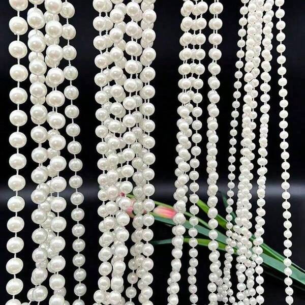 10m/393in Long Faux Pearl Bead Garland Chain, DIY Wedding Decor Curtain, Bridal Headpiece, Wedding Dress Accessory, Floral Hanging Decor, Cake Decoration