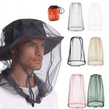 1 pieza Mosquitero red para la cabeza y cara, protector contra mosquitos e insectos, sombrero para pesca, apicultura y protección solar con máscara de malla