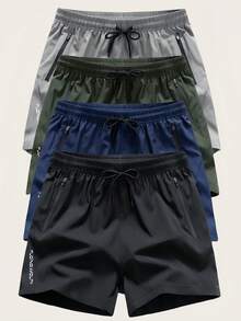 4 件装男士夏季运动短裤，户外休闲透气凉爽健身跑步短裤 - 彩色 - 查看 2