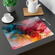 1/4/6/8/12 件亚麻餐桌垫，可水洗印花餐垫，表面保护垫，室内外餐桌垫，适用于节日派对、厨房餐桌装饰 - 彩色 - 查看 8