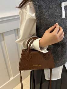 2025新款时尚女士手提包，休闲通勤斜挎包，简约时尚单肩托特包 - 咖啡 - 查看 6