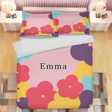 3 pezzi Biancheria da letto personalizzata, set copripiumino personalizzato con nome 1 copripiumino + 2 federe, copripiumino personalizzato, stile moderno, disponibile in diverse misure, adatto per ragazzi e ragazze/bambini/famiglie/regali