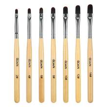 7pcs Gel Nail Brush Set For Nail Tips Builder & Overlay, Sculpting, Poly Gel, And Extensions. Oval Brushes Manicure Painting Pen - WOODEN - Yellow - View 1