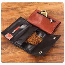 1 pieza, Estuche de tabaco de PU estilo retro, bolsa, titular de papel de fumar, monedero y herramienta para liar