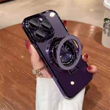 Magnetic 1pc Plating Flash Ring Holder Phone Case For Compatible With IPhone 16 16 Pro Max 16 Plus 16Pro 15 15 Plus 15Pro 15Pro Max 14 13 12 11