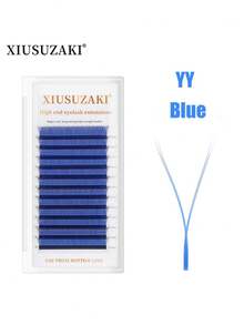 XIUSUZAKI 12 Rows YY Shape Eyelash Extensions Supplies Blue Waved 4D Premade Volume Fans Lashes Fluffy Natural Soft Fals - Blue - View 26