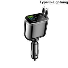 JMMO 66W 伸缩式车载充电器，带数字显示，5 合 1 快速车载电话充电器，带 2 个 PD 端口，2 根伸缩电缆和 USB 车载充电器，兼容 16/15/14/13/12，兼容 Galaxy，适用于 Pixel 等。 - 彩色 - 查看 11