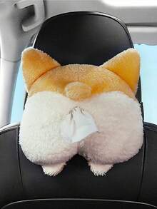 Creative Cartoon Corgi Dog Car Tissue Box, Can Be Used As Seat Back, Headrest, Armrest Storage Bag, Auto Accessories, Car Organizer, Cute Car Accessories, Essential For Summer, Women's Gift, Travel - Multicolor - View 3