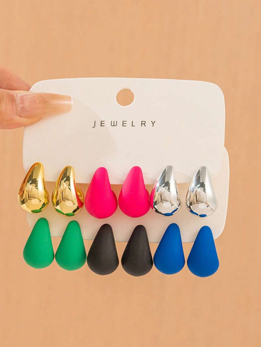 全新时尚个性化泪珠亚克力吊坠耳环，百搭日常佩戴 - 彩色 - 查看 1