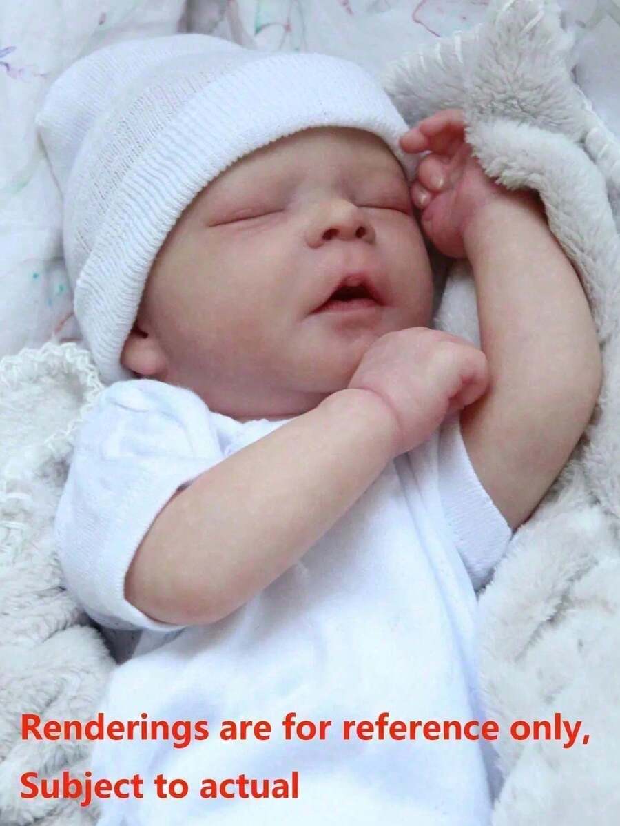 Precioso realista 45 CM durmiendo Reborn muñeca con 3D-pintura de la piel y las venas visibles, 18 pulgadas vivo suave vinilo recién nacido Bebe Bedtime Toy regalo de cumpleaños para los niños (algunas partes al azar, incluyendo chupete, biberón, pañal, sombrero y ropa Set) - Blanco - Ver 1