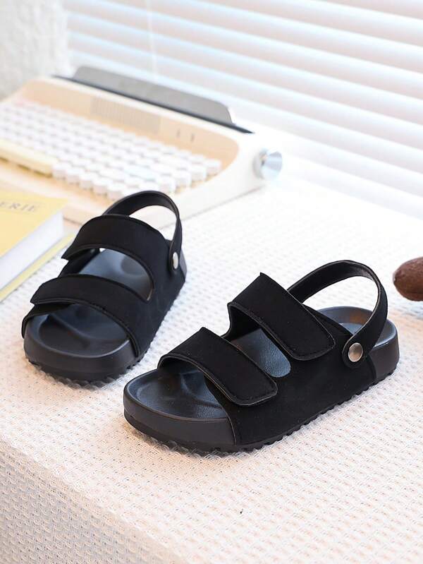 Summer Kids Open Toe Hook And Loop Sandals, Comfortable Versatile Simple Casual Indoor Outdoor Beach Sandals