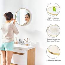 Round Wall Mirror – 20/24/30 Inch  Gold Finish For Bathroom Vanity, Bedroom, Entryway | Elegant Modern Decor Accent - 金色 - 查看 7