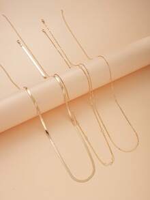 17KM 3pcs/Set Boho Crystal Chain Belly Waist Chain For Women Simple Summer Beach Punk Gold Color Flat Snake Chain Bikini Body Jewelry Gifts - Style 1 - View 4