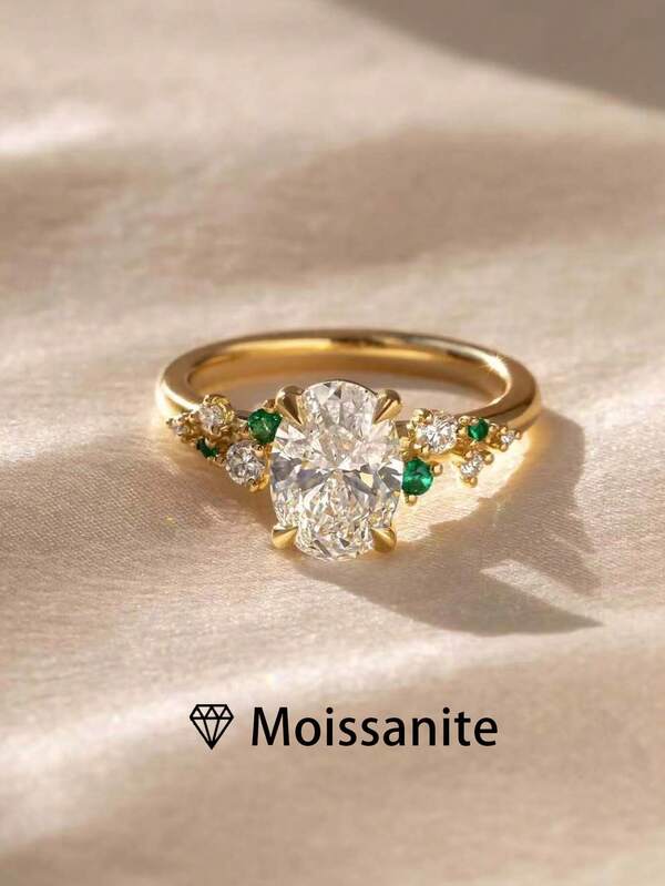 1pc High Quality Women's Solitaire Ring, Elegant Egg-Shaped 925 Sterling Silver Ring With 2ct Oval Moissanite, Boho-Style Vacation Jewelry, Wedding/Bridal Gift, Comes With Moissanite Certificate And Deluxe Gift Box