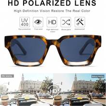 Thick Square  Retro Chunky Rectangle  Protection - เลนส์โพลาไรซ์สีฟ้า C2.26/กรอบสีเต่า - ดู 2