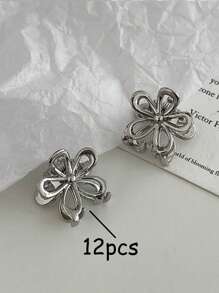 4pcs/12pcs Set Flower Decor Fashion Claw Clips For Women Hair Accessories Summer