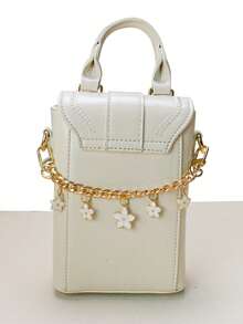 白色樱花包钥匙扣，手提包挂件，时尚简约金属链，送给女性和好朋友的礼物，汽车配饰，包包挂饰 - 白色 - 查看 5