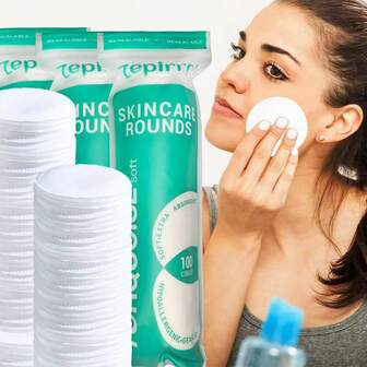 Zepirrcl 100pcs/Pack Disposable Round Makeup Remover Pads, Thickened, Multi-Purpose Skin Care, For Daily Skin Cleansing, Makeup Removal, 6*6cm