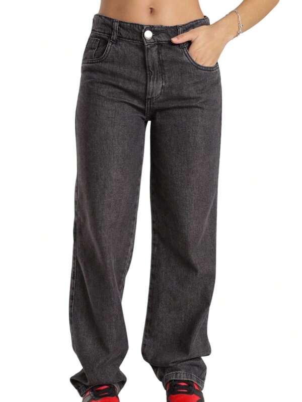 Calça Wide Leg Grafite Feminina Juvenil Premium