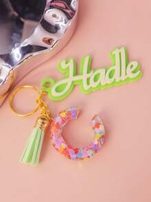 1 PC Custom Name Handmade Colorful Resin Keychain, Personalised Heart Initial Resin Keychain, Letter Keychain, Gift Idea, Kids Backpack Charm