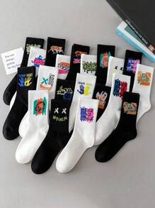 10 pares de calcetines de media caña coloridos y variados para niños, que absorben la humedad y son transpirables, versátiles calcetines altos para niños