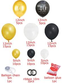 89pcs Black Gold 18th 30th 40th 50th 60th 70th Number Latex Balloons Chain Birthday Balloon Arch Birthday Party Decorations Adult