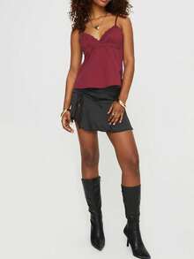 Women Y2k Camisole Tops Spaghetti Straps V-Neck Lace Patchwork Summer Crop Tank Tops Babydoll Peplum Tops Going Out Cami Shirt Tops Beach Vacation Club Streetwear Fairy Aesthetic Clothes - Màu Đỏ Sâu - Xem 3