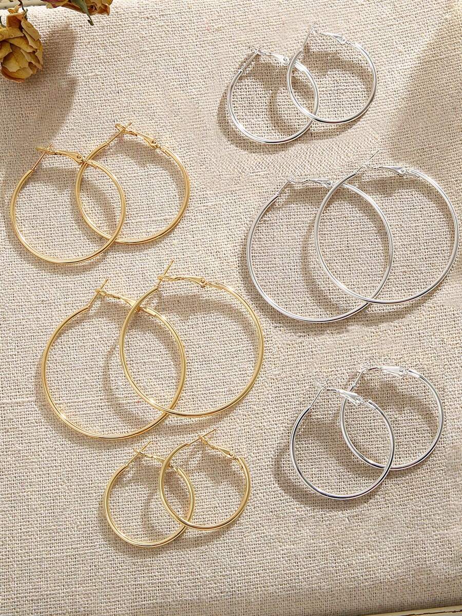 17KM 12 件时尚百搭简约环形耳环套装 - 彩色 - 查看 1