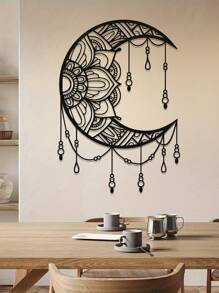 1pc Minimalist Mandala Moon Wall Sculpture - Metal Wall Art Replica, Suitable For Home Decor, Fashionable Boho Style Wall Hanging, Suitable For Celebrations, Weddings And Creative Gifts Room Decor Bedroom Decor Wall Decor,Christmas Gifts