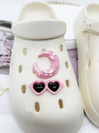 5 件珍珠蝴蝶、月亮、心形装饰配件，适用于可拆卸镂空木屐/凉鞋