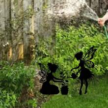 1 Stück Metall Kunst Fairy Silhouette Deko Statue, Gartenstecker Dekoration, Wanddekoration, geeignet für Außengarten, Terrasse, Park, Rasen, Pflanzkübel