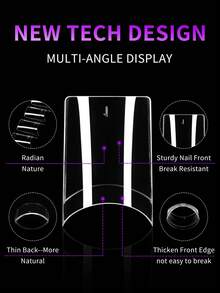 504 piezas/Caja Pegatinas de uñas cuadradas cortas, Uñas postizas transparentes de media aplicación, Pegatinas de uñas artificiales francesas, Adecuadas para extensión de uñas acrílicas, Incluye herramienta aplicadora de uñas, Suministros de arte de uñas - Multicolor - Ver 4