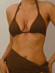 1 Pc Star Shaped Fashionable Versatile Bodycross Necklace Body Chain, Suitable For Parties And Occasions