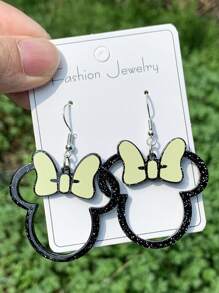 Disney 1 Pair Disney Mickey Mouse Bow Creative Acrylic Combination Cute Sweet Earrings, European & American Minimalist Style, Suitable For Women Daily Wear