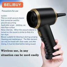 Una aspiradora portátil con dispositivo inalámbrico, pantalla de energía digital y formación reducida de polvo. Está equipado con un motor eléctrico de alto rendimiento (50.000 rpm), un fuerte poder de succión (5 kPa) y un sistema de batería dual laminable (2.000 mAh). Además, ofrece una amplia gama de accesorios, lo que lo hace ideal para usar en la eliminación de partículas de suciedad, pelos de mascotas y para la limpieza de suelas y superficies del suelo. - Negro - Ver 6
