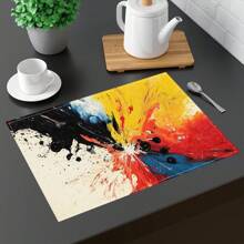 1/4/6/8/12 件亚麻餐桌垫，可水洗印花餐垫，表面保护垫，室内外餐桌垫，适用于节日派对、厨房餐桌装饰 - 彩色 - 查看 10