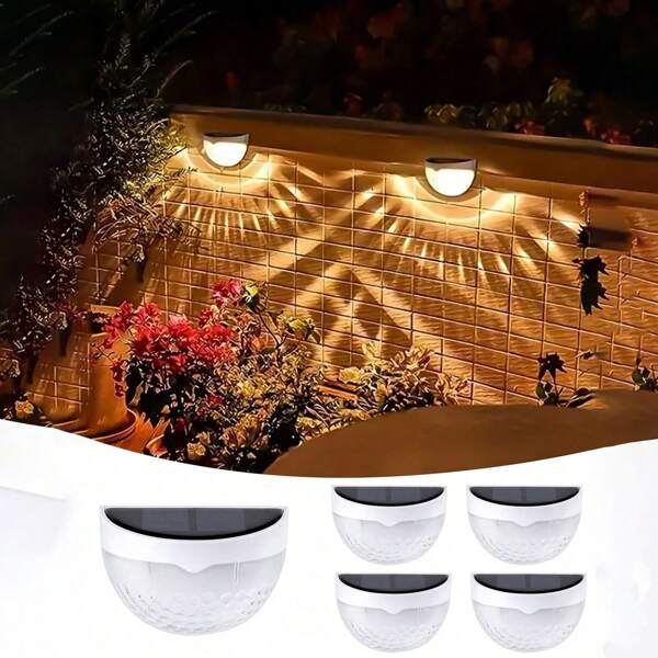 2 piezas Luces solares para valla, Luces solares para plataforma, Luces solares de pared, Luces solares montadas en la pared para exteriores, IPX4, Luces LED blancas, Iluminación para patio, hogar, garaje, camping, decoración para fiesta de Halloween y Navidad, Luces solares para jardín, Luces solares para granja al aire libre