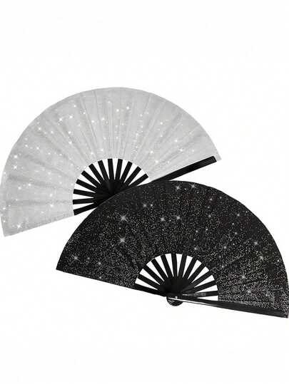 Glittering Hand Fans For Women, Large Party Style Folding Fans, Birthday Theme Performance & Festival Ball Gift, Group Lot