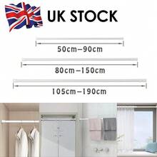 Telescopic Net Voile Tension Curtain Rail Pole Rod Rods Spring Loaded Extendable 50cm-190cm - White - View 1