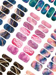 10pcs Marble Pattern Nail Stickers Set - Self-Adhesive Full Nail Wraps For Women And Girls, One-Time Full Coverage Nail Polish Stickers, Essential For DIY Manicure