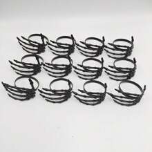 Factory Directly Selling Halloween Ghost Hand Napkin Rings, Red And Black, Simple Ghost Party Napkin Rings, Bulk