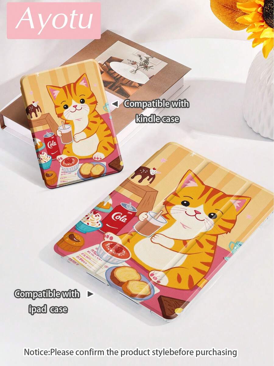 Ayotu Ốp lưng bảo vệ họa tiết mèo dễ thương, tương thích với Samsung & Apple & Kindle E-Book, tương thích với IPad (A16) 11 inch thế hệ thứ 11 năm 2025, tương thích với Kindle Paperwhite thế hệ thứ 12 năm 2024. Ốp lưng bảo vệ máy tính bảng được trang bị khe cắm bút. Hỗ trợ chức năng Ngủ/Đánh thức tự động