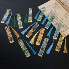 1 Metal Bookmark With Tassels, Gold Hollow Bookmark, Van Gogh Oil Painting Themed Bookmark, Reading Accessory Gift, Suitable For Book Lovers, Writers, Readers, Students, Teenagers, Men, Women, And Adults. This Is The Perfect Gift For Family Or Friends. Back To School Supplies