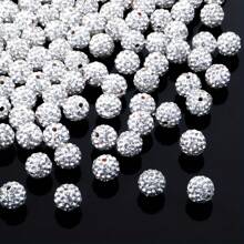 10/20/30/50/100 pièces Perle de strass plat en verre blanc de 10 mm, boule à facettes Disco, convient pour la fabrication de bijoux, bracelets DIY, colliers, boucles d'oreilles et travaux d'artisanat