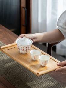 1 pièce Plateau à thé en bambou de forme enroulée, plateau de service à thé domestique, support résistant à la chaleur, matériau naturel, 2 styles disponibles - style japonais minimaliste ou accessoire de mini-service à thé en bois, retour à l'école de la culture du thé