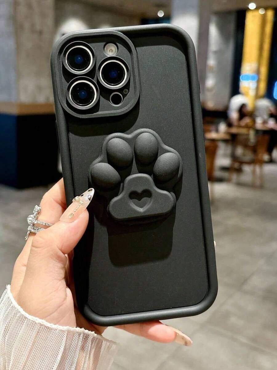 1 件装软壳简约猫爪图案手机壳，适用于 Apple 16/16 PM、Infinix Smart 7、Spark Go 2024、Infinix Hot 40/40 PRO/SPARK 20 PRO、Salaxy S25 Ultra - 黑色 - 查看 1