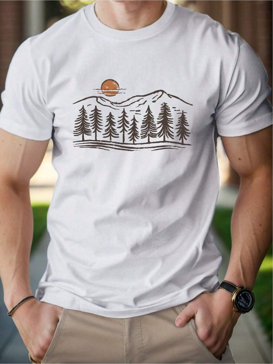 Sun Mountains Woods Men's Cotton T-Shirt Comfortable Edition - White - View 1