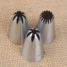 3pcs Medium Size 304 Stainless Steel Piping Nozzles Set, 6-Tooth, 15-Tooth, 8-Tooth Baking Icing Decorating Tips - Silver - View 4